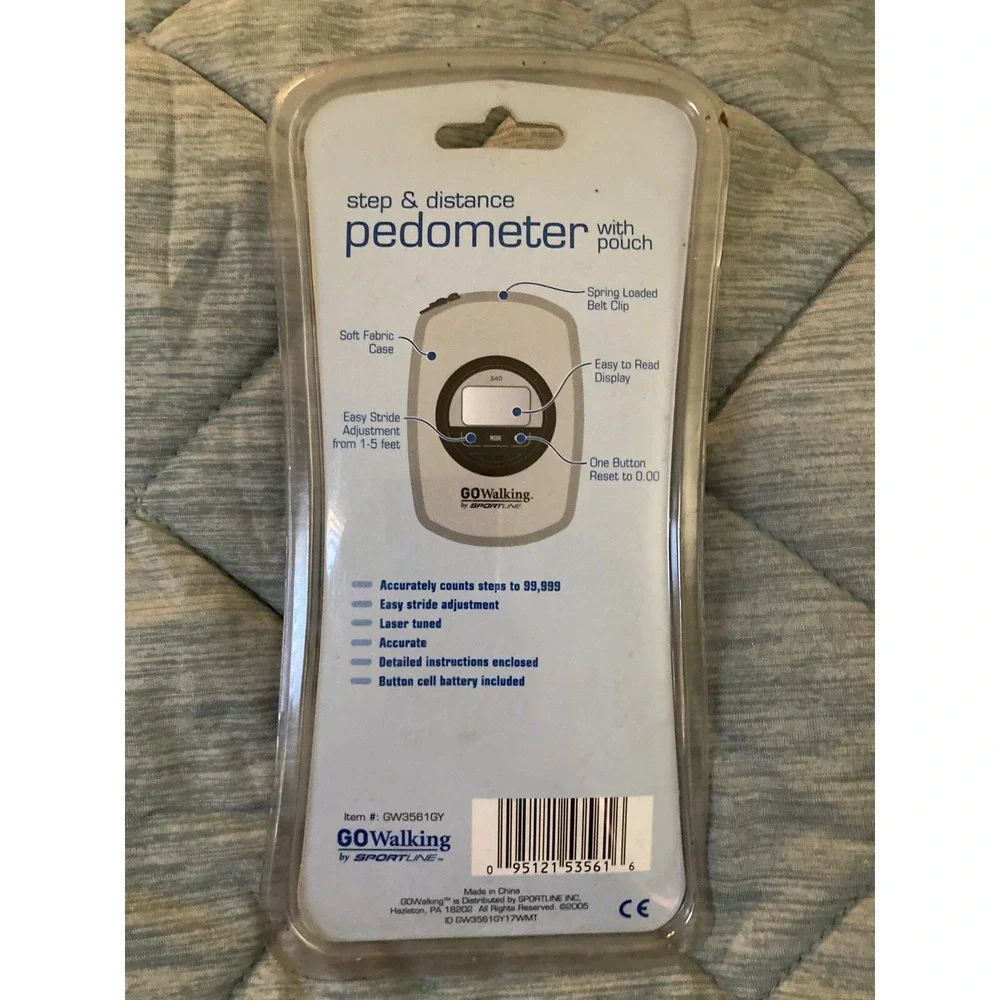 Go Walking Calorie Step & Distance Pedometer Blue Sportline New Sealed W/ Pouch